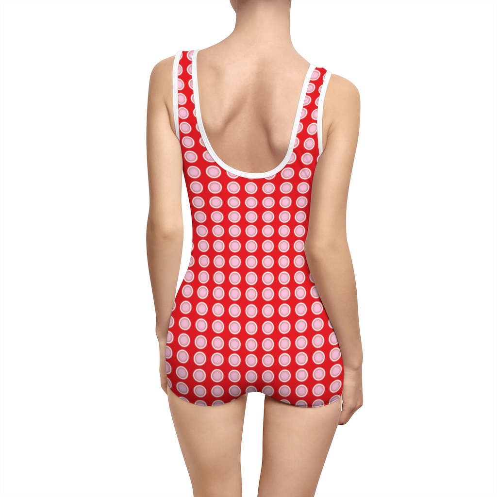 Women's Vintage Swimsuit White Dot / Red - Image 2