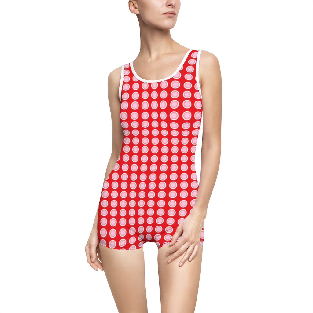 Women's Vintage Swimsuit White Dot / Red