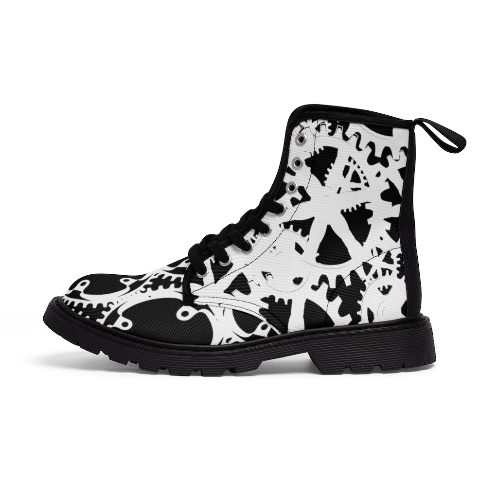 Women's Canvas White Gear-Stars Boots - Image 2
