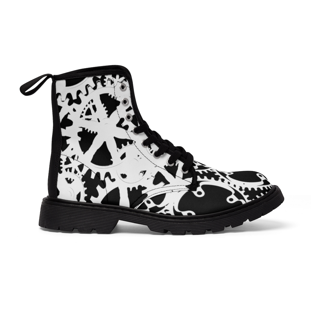Women's Canvas White Gear-Stars Boots - Image 3