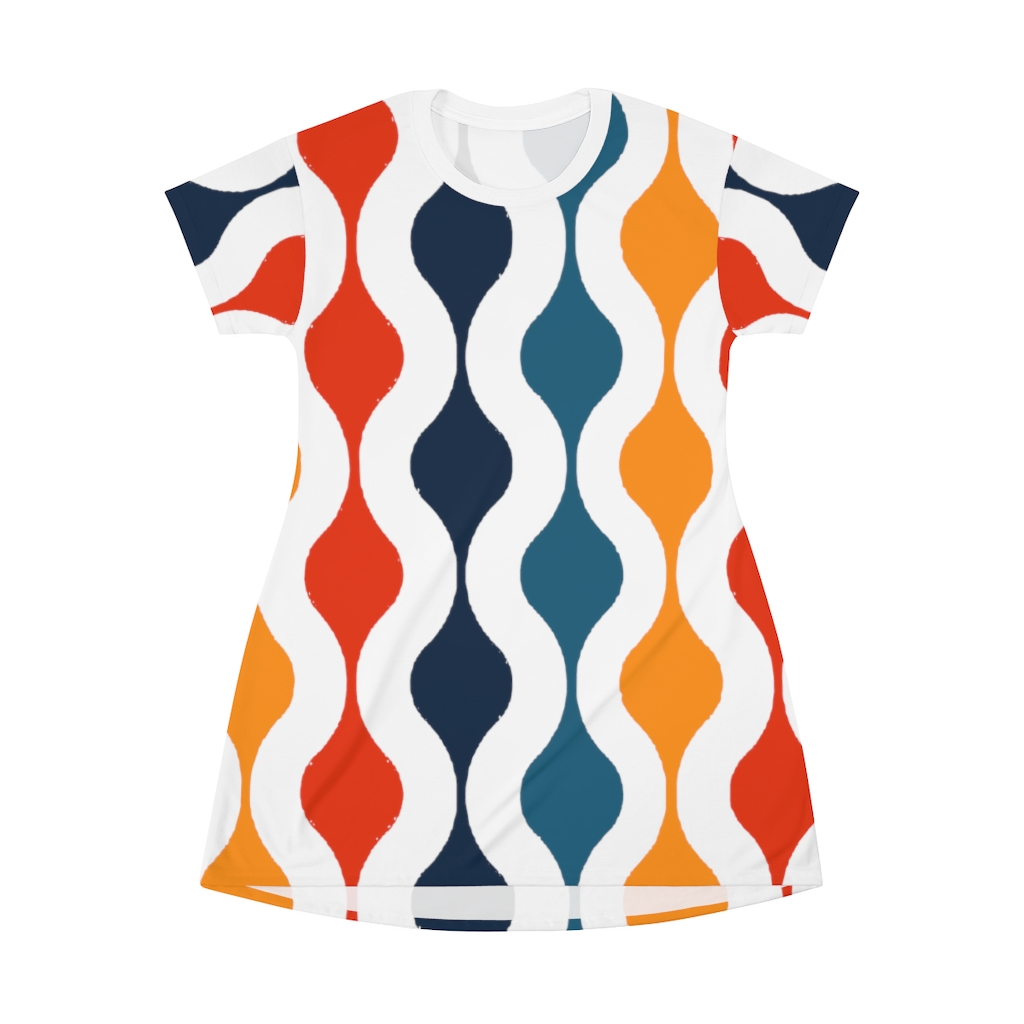 T-Shirt Dress - Vintage Waves - Image 2