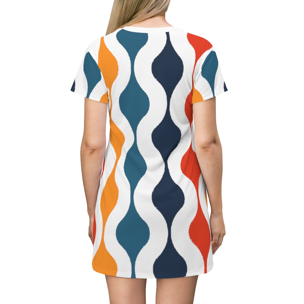 T-Shirt Dress - Vintage Waves - Image 3
