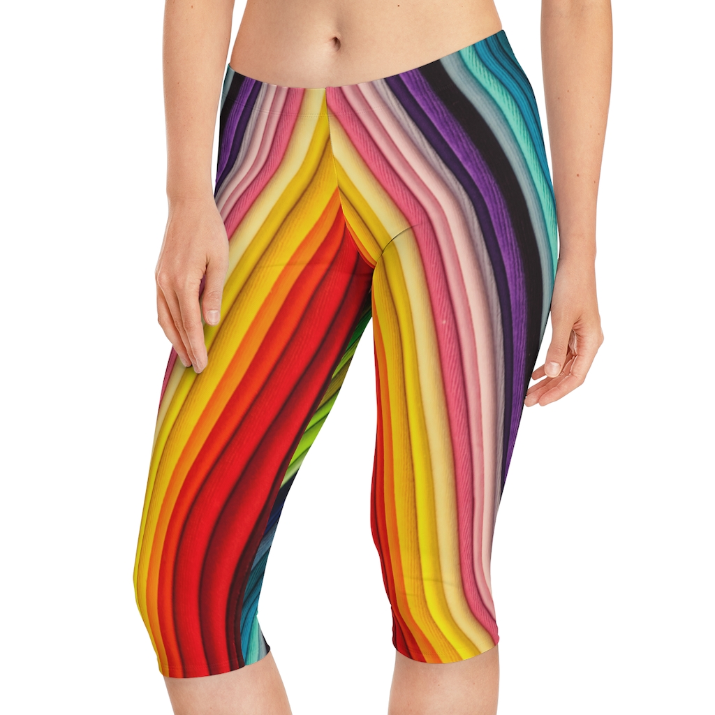 Women's Capri Leggings Color Folds - Image 7