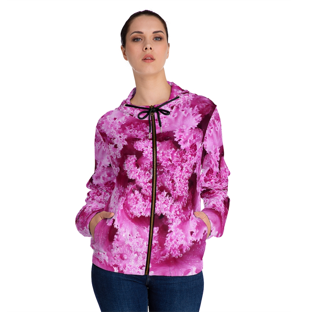 Women's Hoodie: Pink Flower - Image 13