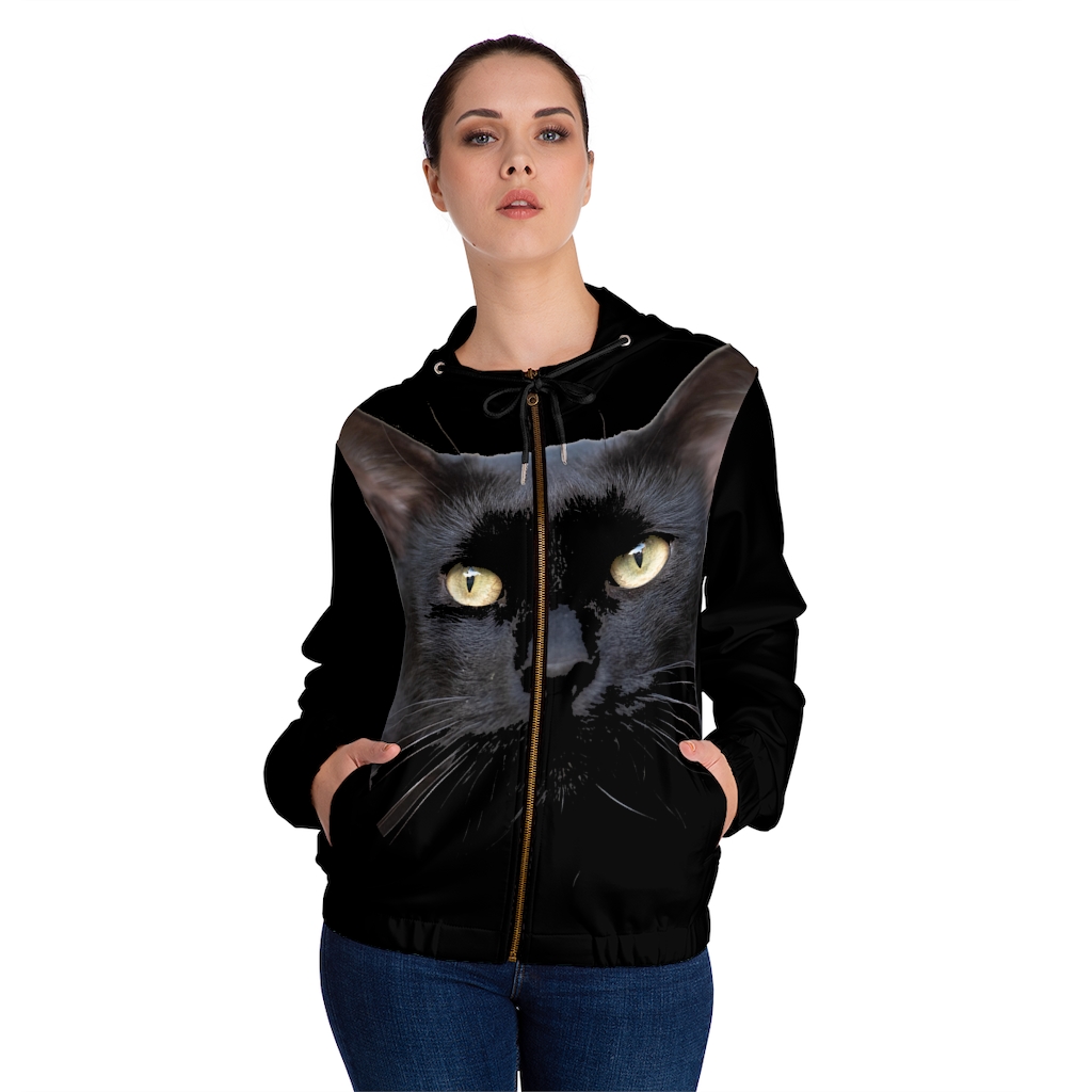 Women's Hoodie: Black Cat - Image 19