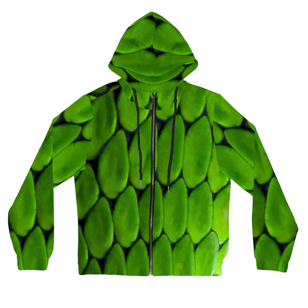 Women's Hoodie: Bright Green Snake - Image 2