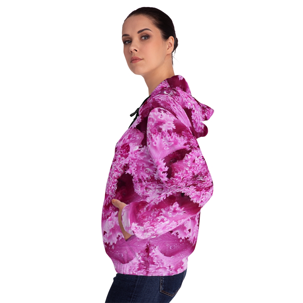 Women's Hoodie: Pink Flower - Image 5