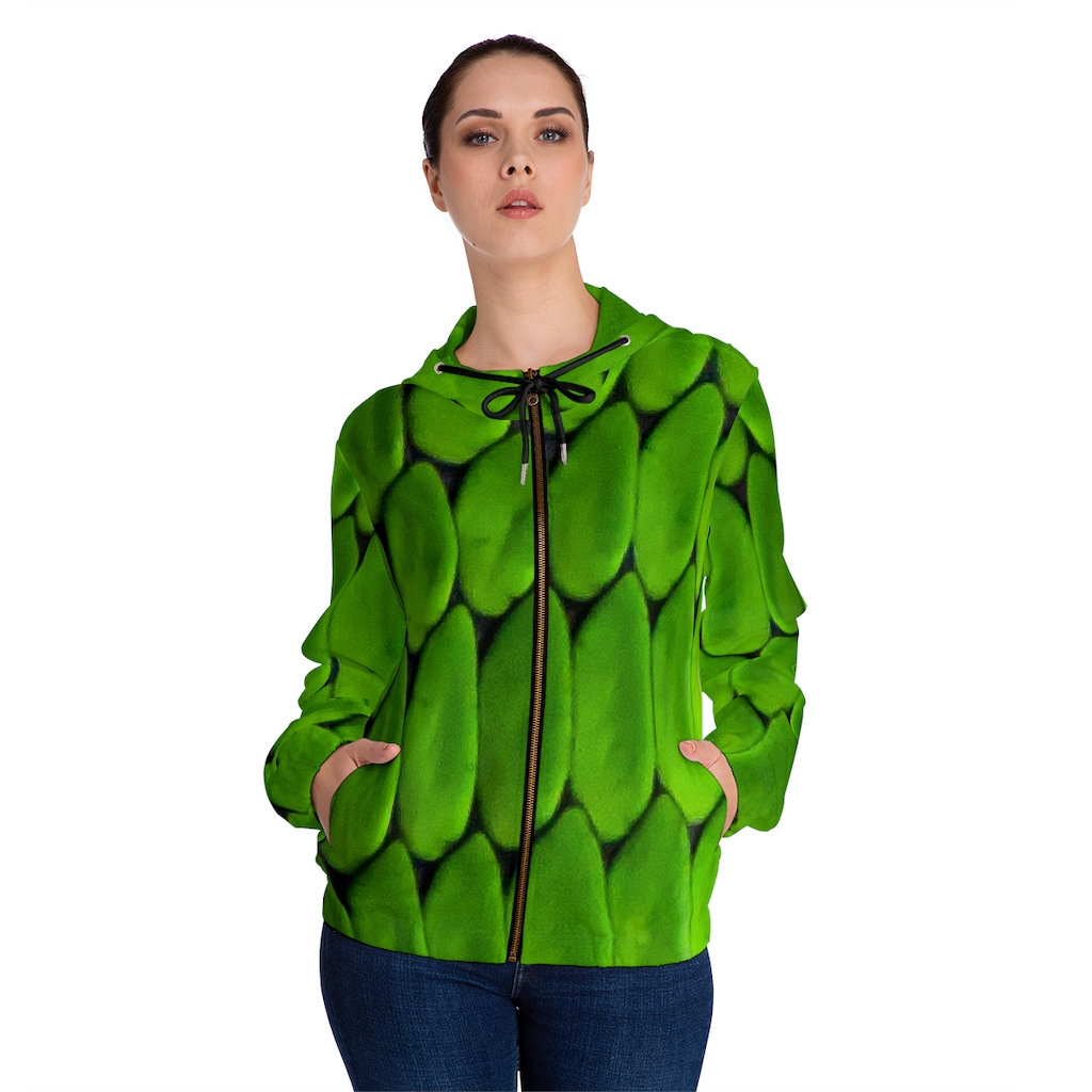 Women's Hoodie: Bright Green Snake - Image 7